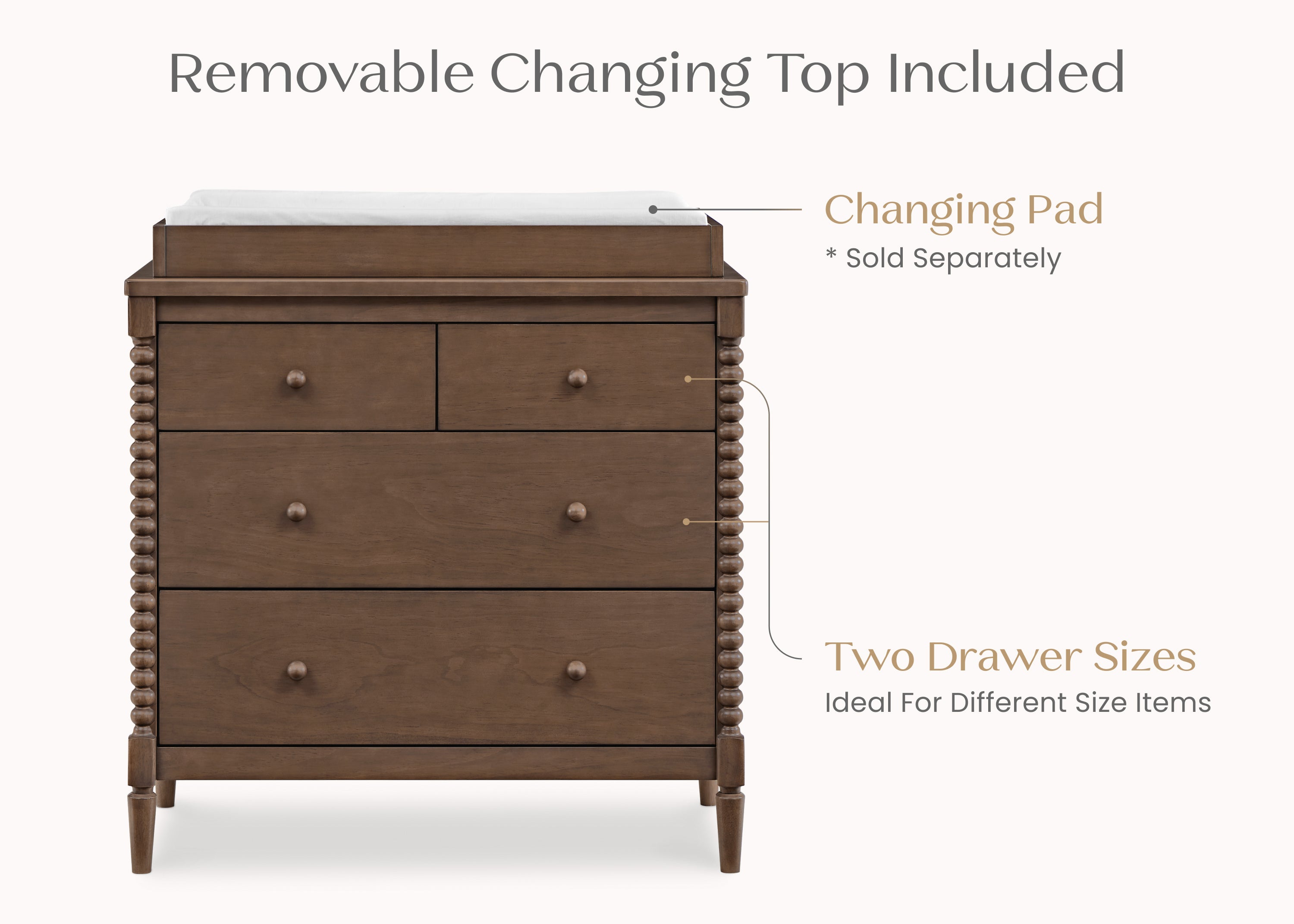 Saint 4 Drawer Dresser with Changing Top and Interlocking Drawers