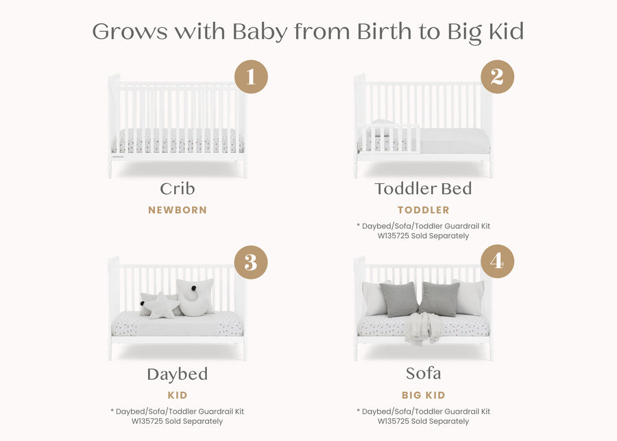 Bianca White (130) 3-Lily 4-in-1 Convertible Crib