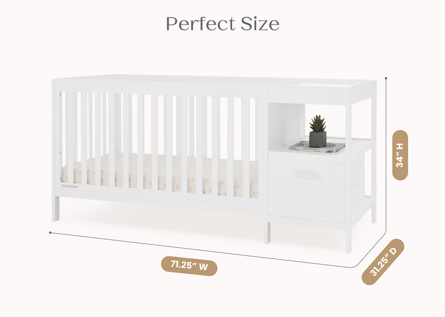 Bianca White (130) 7-Alice 5-in-1 Convertible Crib and Changer