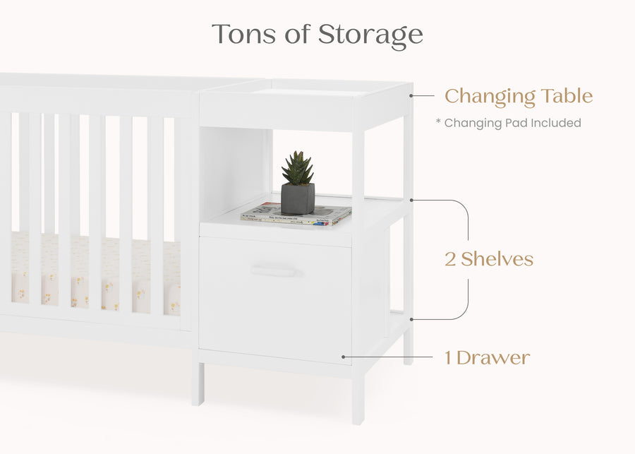 Bianca White (130) 6-Alice 5-in-1 Convertible Crib and Changer