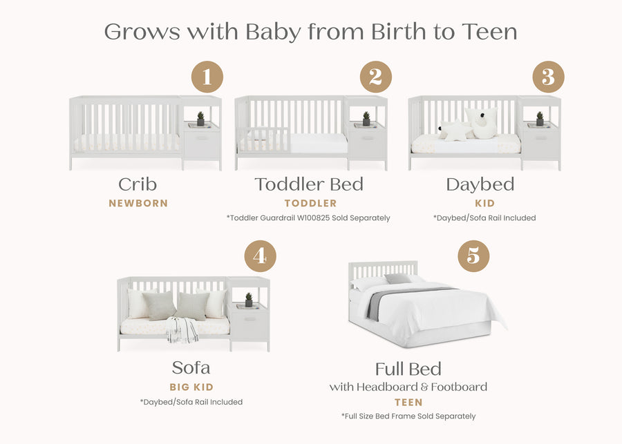 Moonstruck Grey (1351) 19-Alice 5-in-1 Convertible Crib and Changer