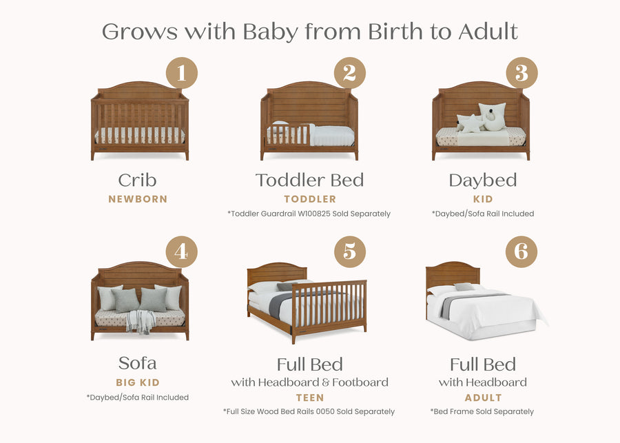 Chestnut (836) 3-Phoebe 6-in-1 Convertible Crib