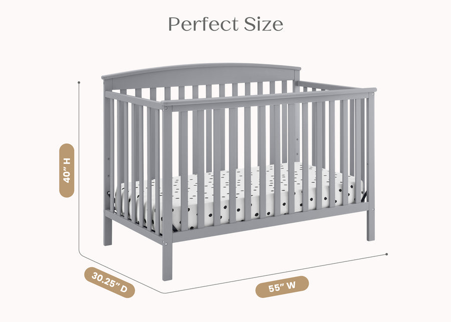 Grey (026) 7-Hanover 6-in-1 Convertible Baby Crib