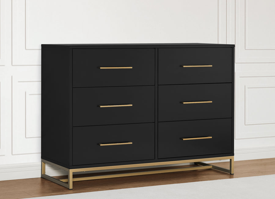 DCB: Ebony with Melted Bronze (1500) 14-Jade 6 Drawer Dresser with Interlocking Drawers
