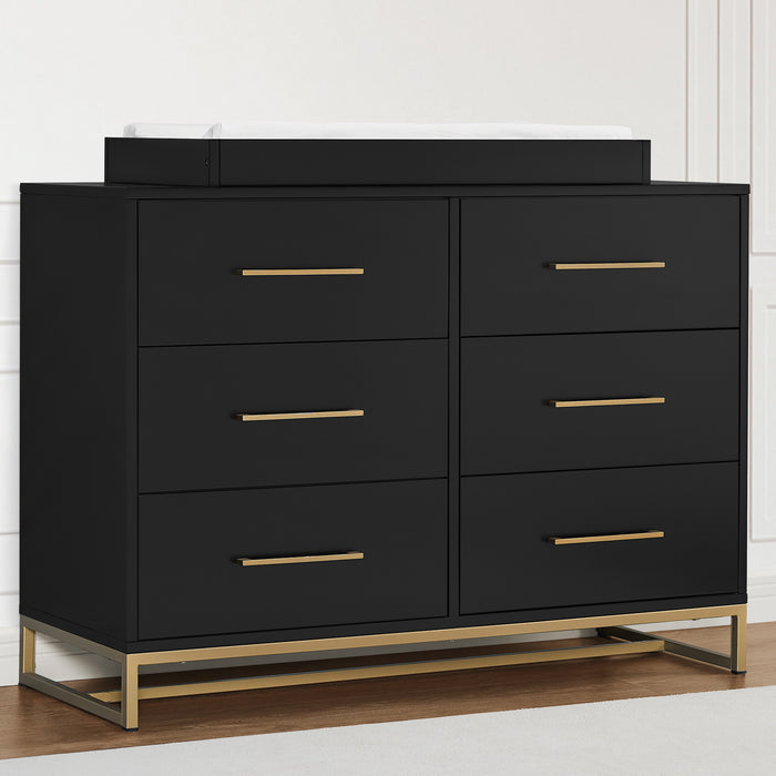 W149060 1500 Jade 6dr dresser ebony wmelted bronze lifestyle 102 2-Jade 6 Drawer Dresser with Interlocking Drawers