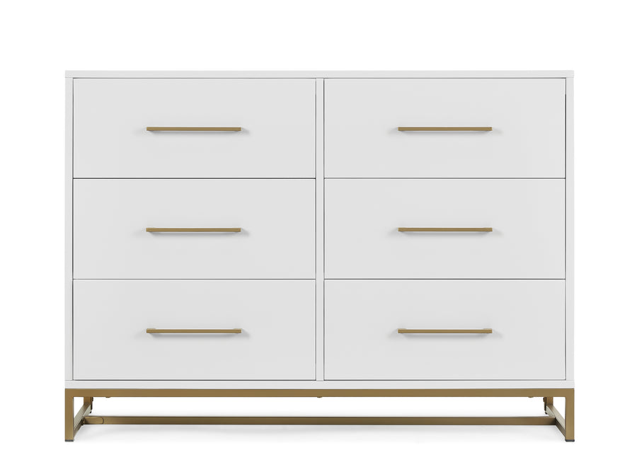 Bianca White with Melted Bronze (186) 6-Jade 6 Drawer Dresser with Interlocking Drawers