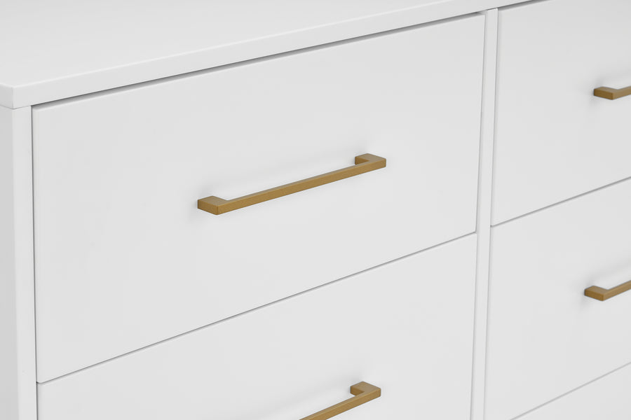 Bianca White with Melted Bronze (186) 5-Jade 6 Drawer Dresser with Interlocking Drawers