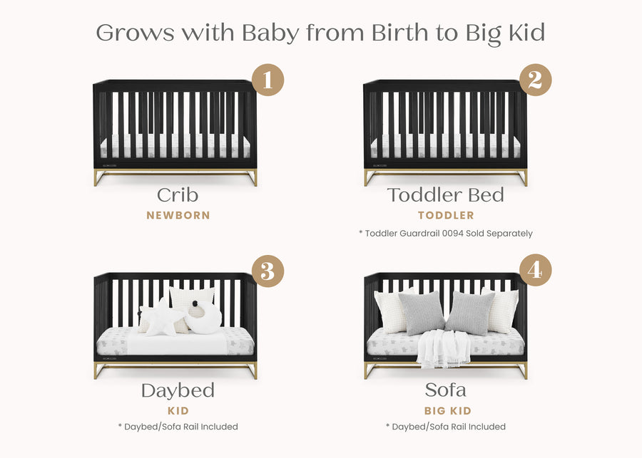 Ebony with Melted Bronze (1500) 19-Jade 4-in-1 Convertible Crib
