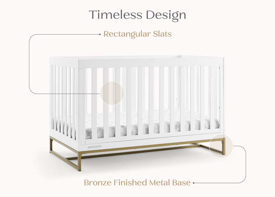 Bianca White with Melted Bronze (186) 6-Jade 4-in-1 Convertible Crib