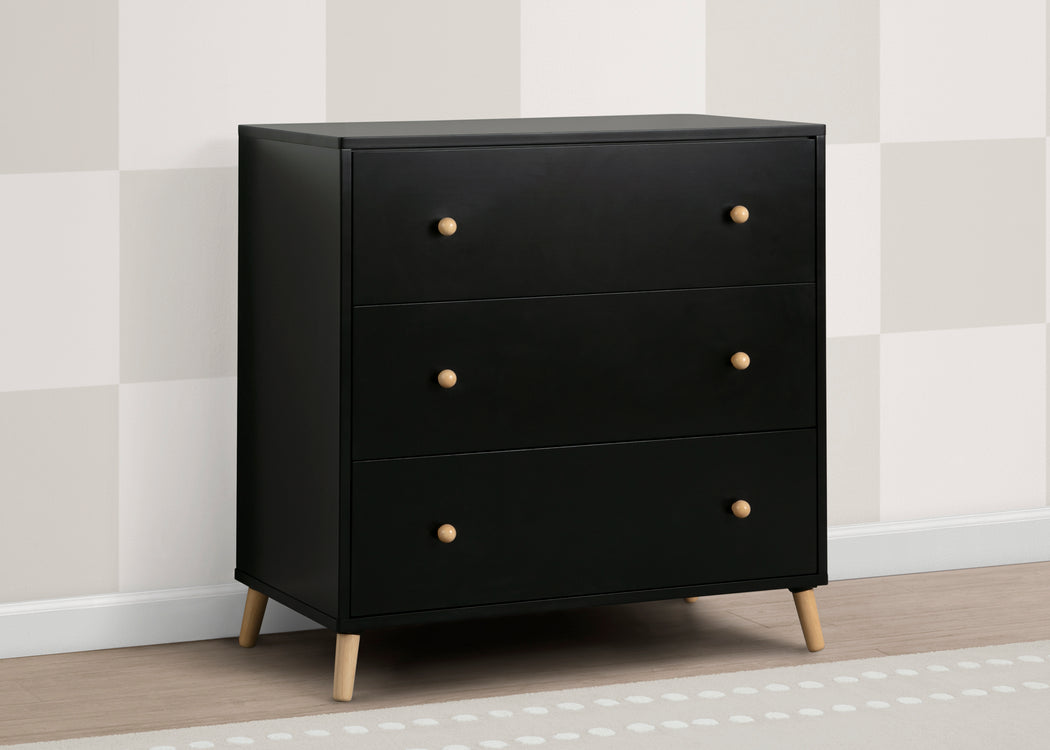 Essex 3 Drawer Dresser with Interlocking DrawersEbony with Natural (1482)