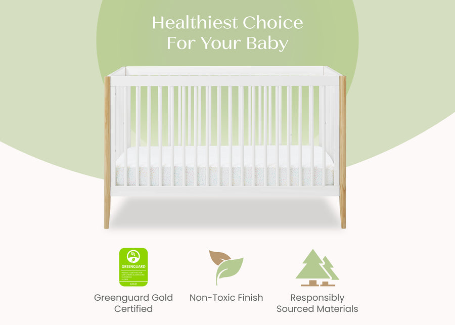 Bianca White with Natural (123) 41-Casey 6-in-1 Convertible Crib