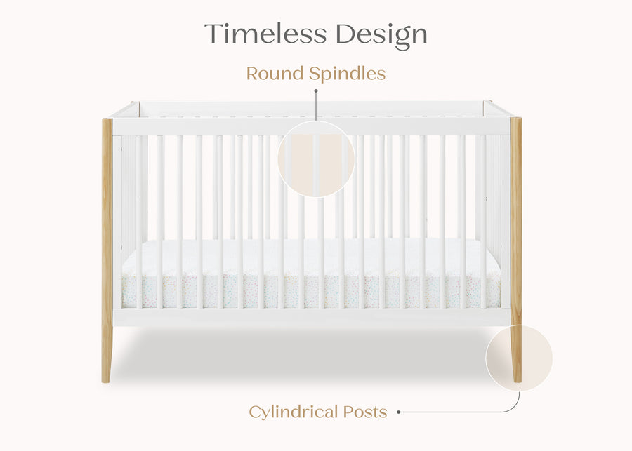 Bianca White with Natural (123) 43-Casey 6-in-1 Convertible Crib