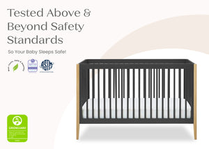Charcoal Grey with Natural (1410) 11-Casey 6-in-1 Convertible Crib