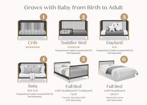 Charcoal Grey with Natural (1410) 6-Casey 6-in-1 Convertible Crib