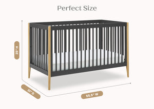 Charcoal Grey with Natural (1410) 10-Casey 6-in-1 Convertible Crib