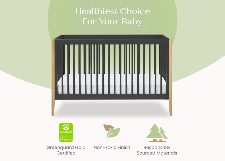 Charcoal Grey with Natural (1410) 4-Casey 6-in-1 Convertible Crib