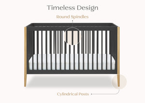Charcoal Grey with Natural (1410) 9-Casey 6-in-1 Convertible Crib
