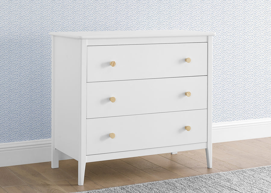 Bianca White with Natural (123) 1-Casey 3 Drawer Dresser with Interlocking Drawers