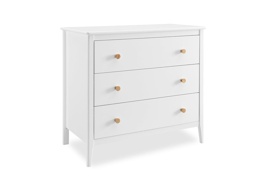 Bianca White with Natural (123) 6-Casey 3 Drawer Dresser with Interlocking Drawers
