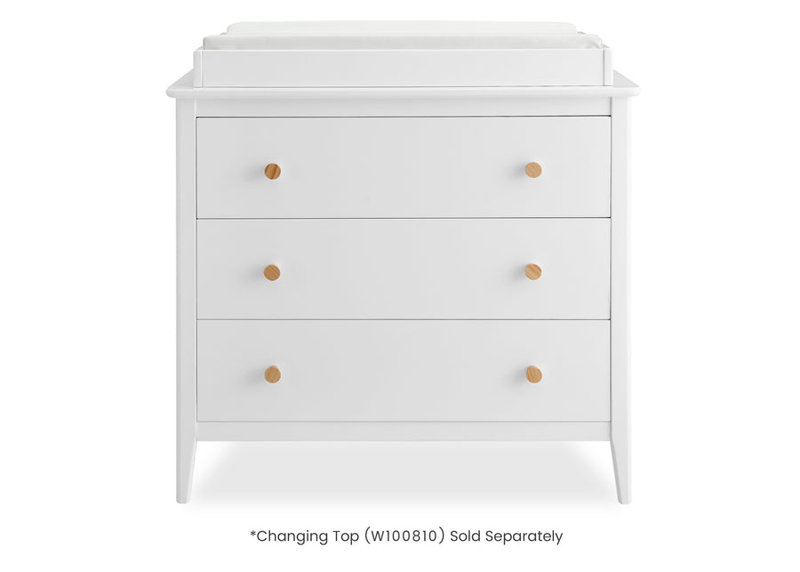 Bianca White with Natural (123) 3-Casey 3 Drawer Dresser with Interlocking Drawers