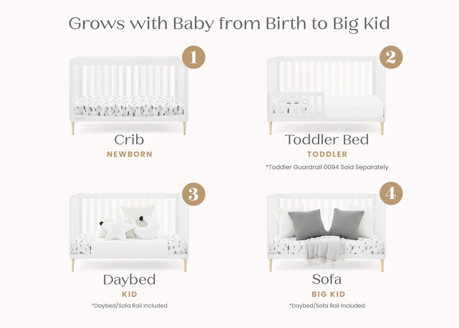 Bianca White with Natural (123) 19-Austin Acrylic 4-in-1 Convertible Crib