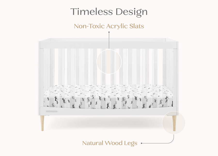 Bianca White with Natural (123) 22-Austin Acrylic 4-in-1 Convertible Crib