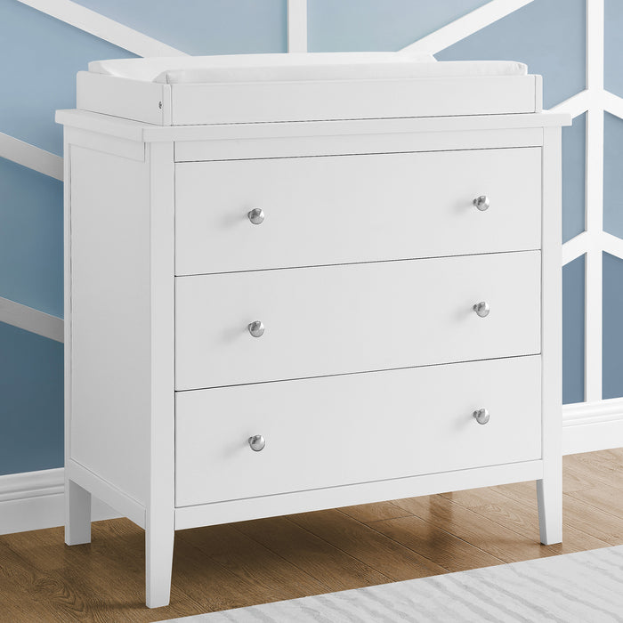 W170430 130 Campell 3drawer Dresser Bianca White Lifestyle 101 0-Campbell 3 Drawer Dresser with Interlocking Drawers