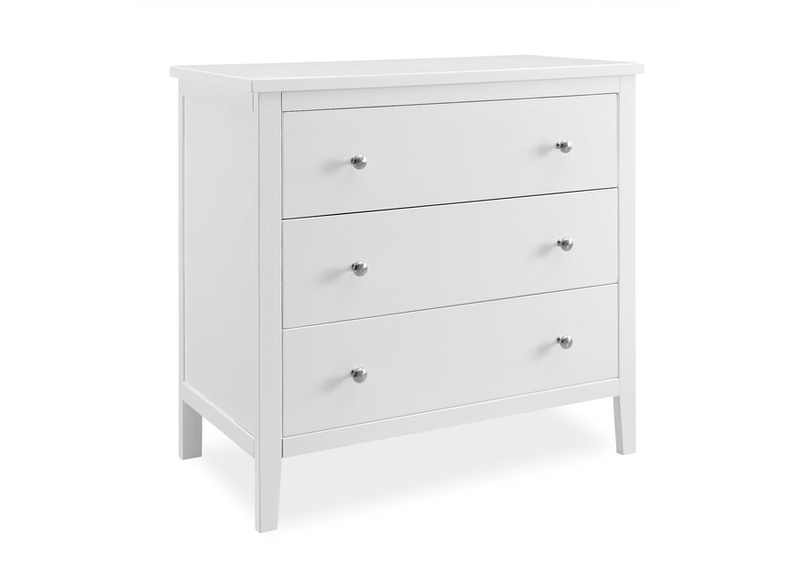 Bianca White (130) 6-Campbell 3 Drawer Dresser with Interlocking Drawers