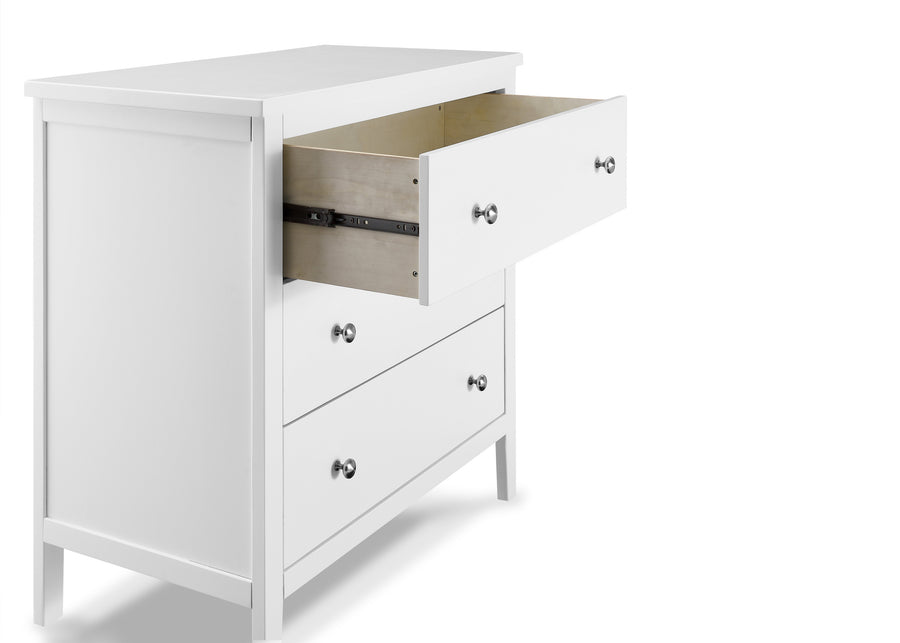 Bianca White (130) 4-Campbell 3 Drawer Dresser with Interlocking Drawers