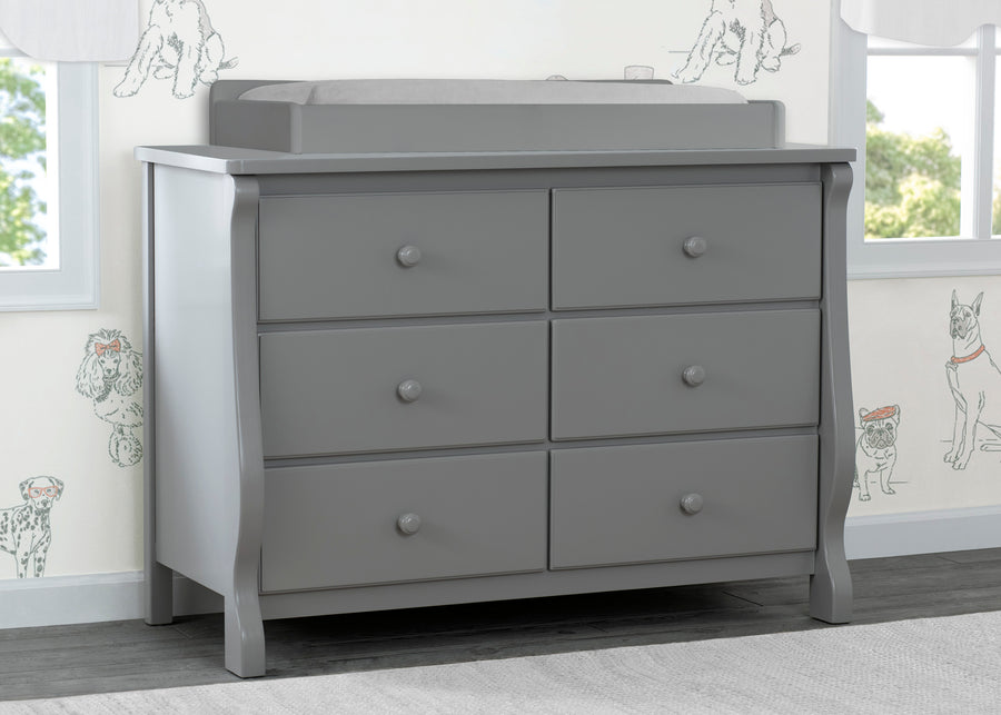Grey (026) 2-Canton / Eclipse 6 Drawer Dresser with Interlocking Drawers