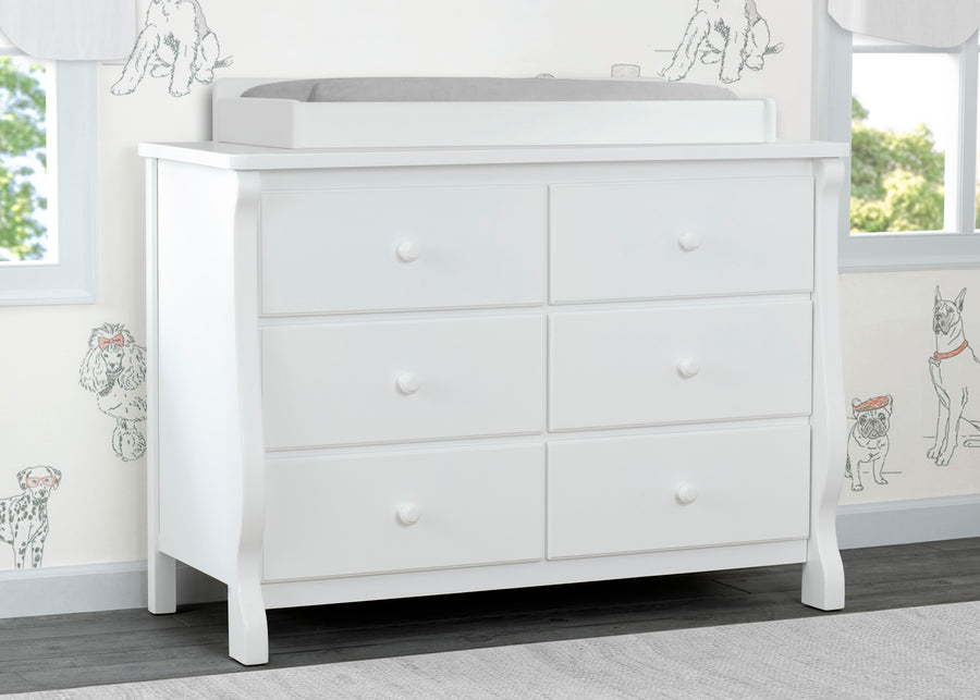 White (100) 8-Canton / Eclipse 6 Drawer Dresser with Interlocking Drawers