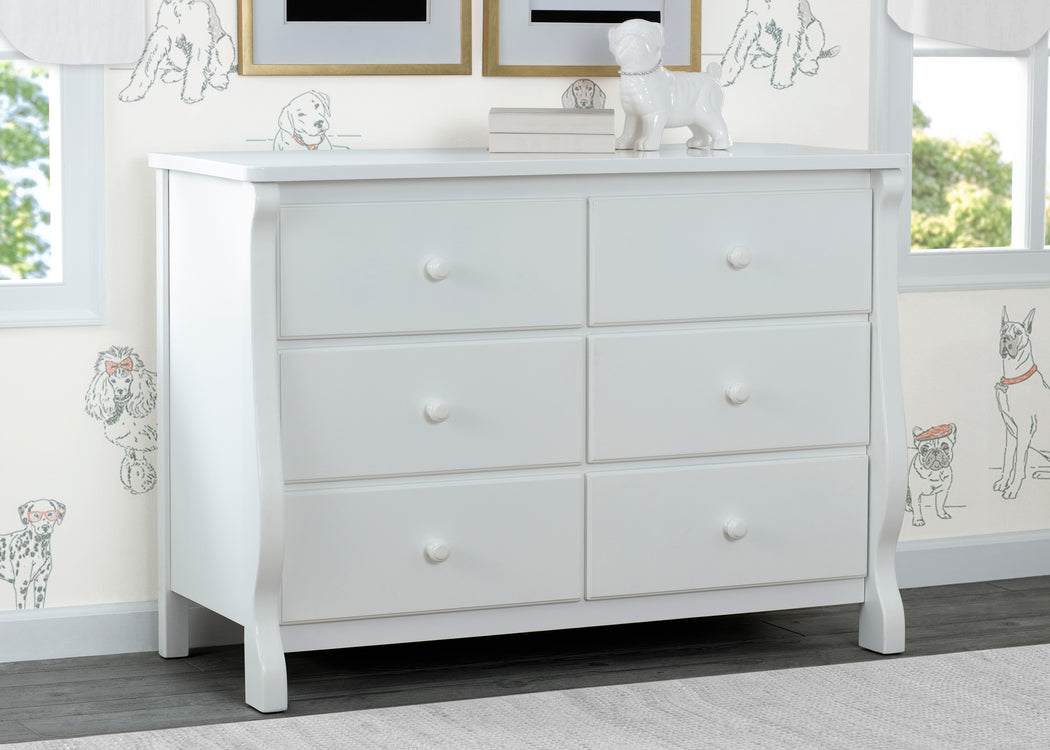 Canton / Eclipse 6 Drawer Dresser with Interlocking DrawersWhite (100)