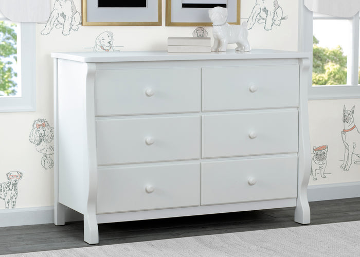 Canton / Eclipse 6 Drawer Dresser with Interlocking DrawersWhite (100)