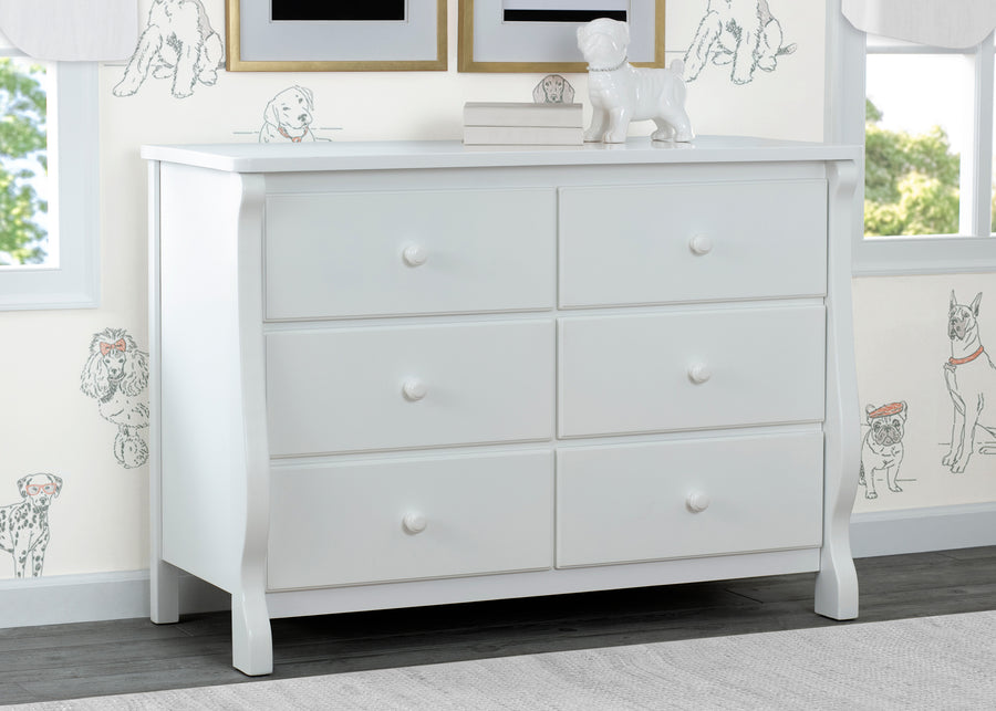 White (100) 7-Canton / Eclipse 6 Drawer Dresser with Interlocking Drawers