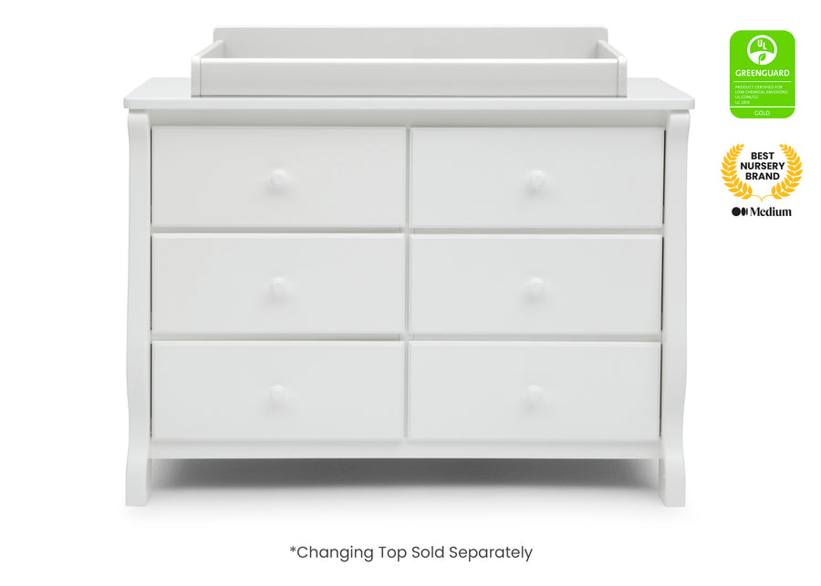 White (100) 9-Canton / Eclipse 6 Drawer Dresser with Interlocking Drawers