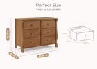 Chestnut (836) 28-Canton / Eclipse 6 Drawer Dresser with Interlocking Drawers