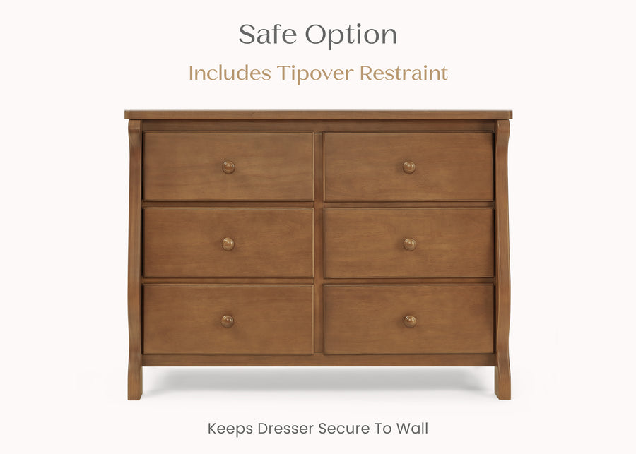Chestnut (836) 30-Canton / Eclipse 6 Drawer Dresser with Interlocking Drawers
