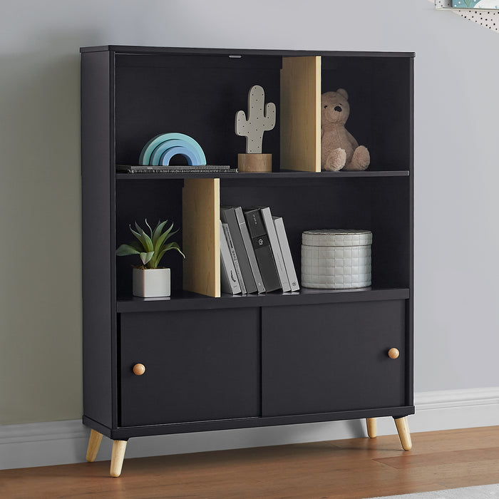 W171180 1372 Hudson Bookcase Midnight Grey wNatural Lifestyle 102 1-Hudson Bookcase