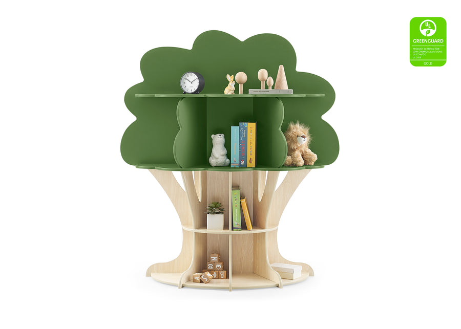 Natural with Green (790) 2-Tree Bookcase