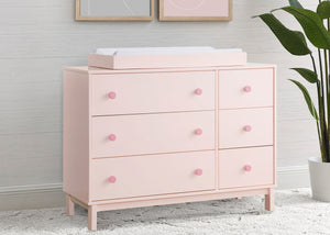 Blush Pink with Dark Pink (1480) 2-babyGap Legacy 6 Drawer Dresser with Interlocking Drawers