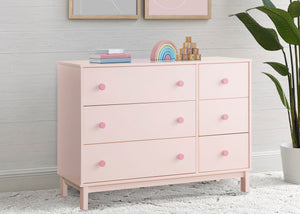 Blush Pink with Dark Pink (1480) 14-babyGap Legacy 6 Drawer Dresser with Interlocking Drawers