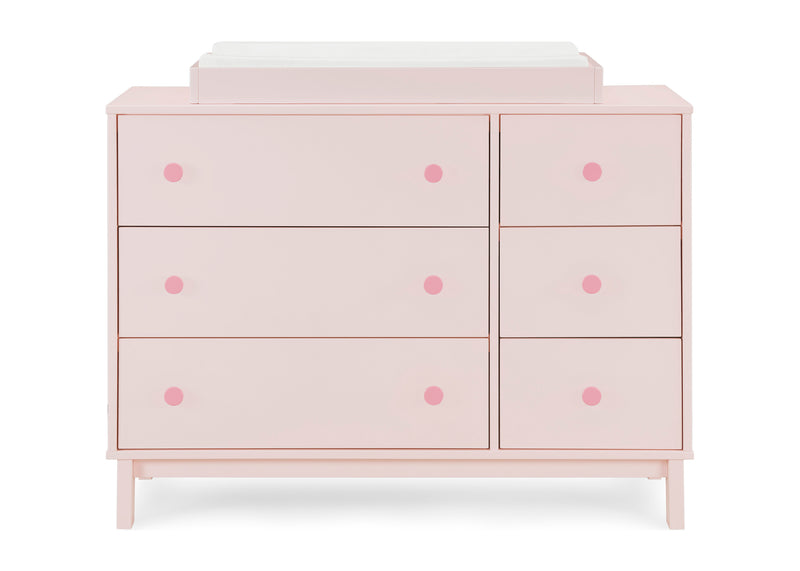 6 drawer dresser pink GAOMON Pink 6-Drawer Dresser with Charging Station- LED TV Stand for Bedroom/Living Room/Hallway one_size