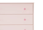 Pink dresser with three drawers on a white background 20-babyGap Legacy 3 Drawer Dresser with Interlocking Drawers