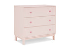 Pink dresser with three drawers on a white background 21-babyGap Legacy 3 Drawer Dresser with Interlocking Drawers