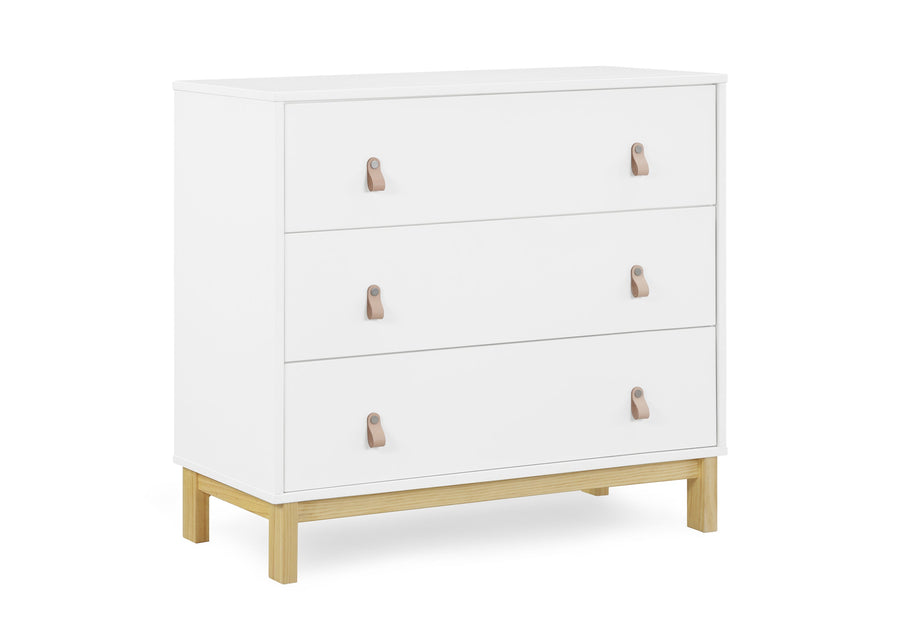 Bianca White with Natural (123) 2-babyGap Legacy 3 Drawer Dresser with Leather Pulls