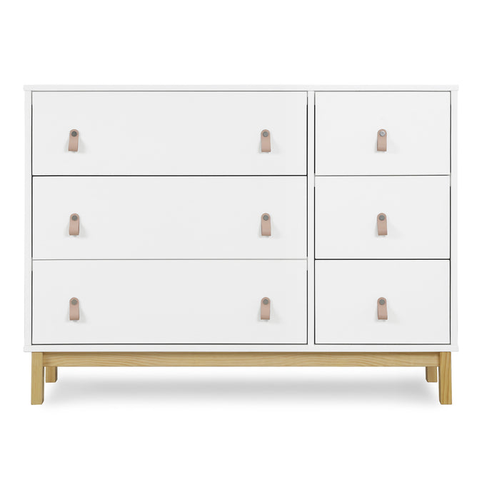 DCB: Bianca White with Natural (123) 24-babyGap Legacy 6 Drawer Dresser with Leather Pulls and Interlocking Drawers