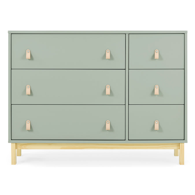 DCB: Sage Green with Natural (377)  8-babyGap Legacy 6 Drawer Dresser with Leather Pulls and Interlocking Drawers