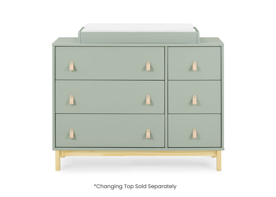 Sage Green with Natural (377) 3-babyGap Legacy 6 Drawer Dresser with Leather Pulls and Interlocking Drawers