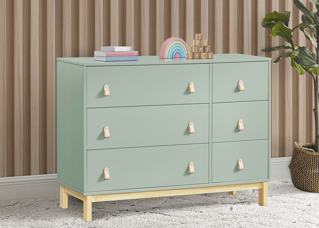babyGap Legacy 6 Drawer Dresser with Leather Pulls and Interlocking DrawersSage Green with Natural (377)