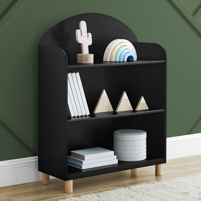 W182180 1482 Reese Bookcase Ebony wNatural Lifestyle 101 1-Reese Bookcase